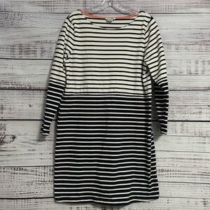Boden Navy Stripe Mariner Dress Women’s 12 100% Cotton Boat Neck Long Sleeve